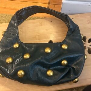 Zara Black Shoulder Bag with Gold Stud Details